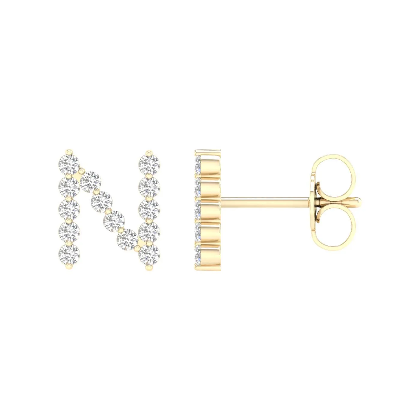 10 Karat Yellow Gold 0.25 Carat Diamond Initial (N) Earrings-0127821-YG