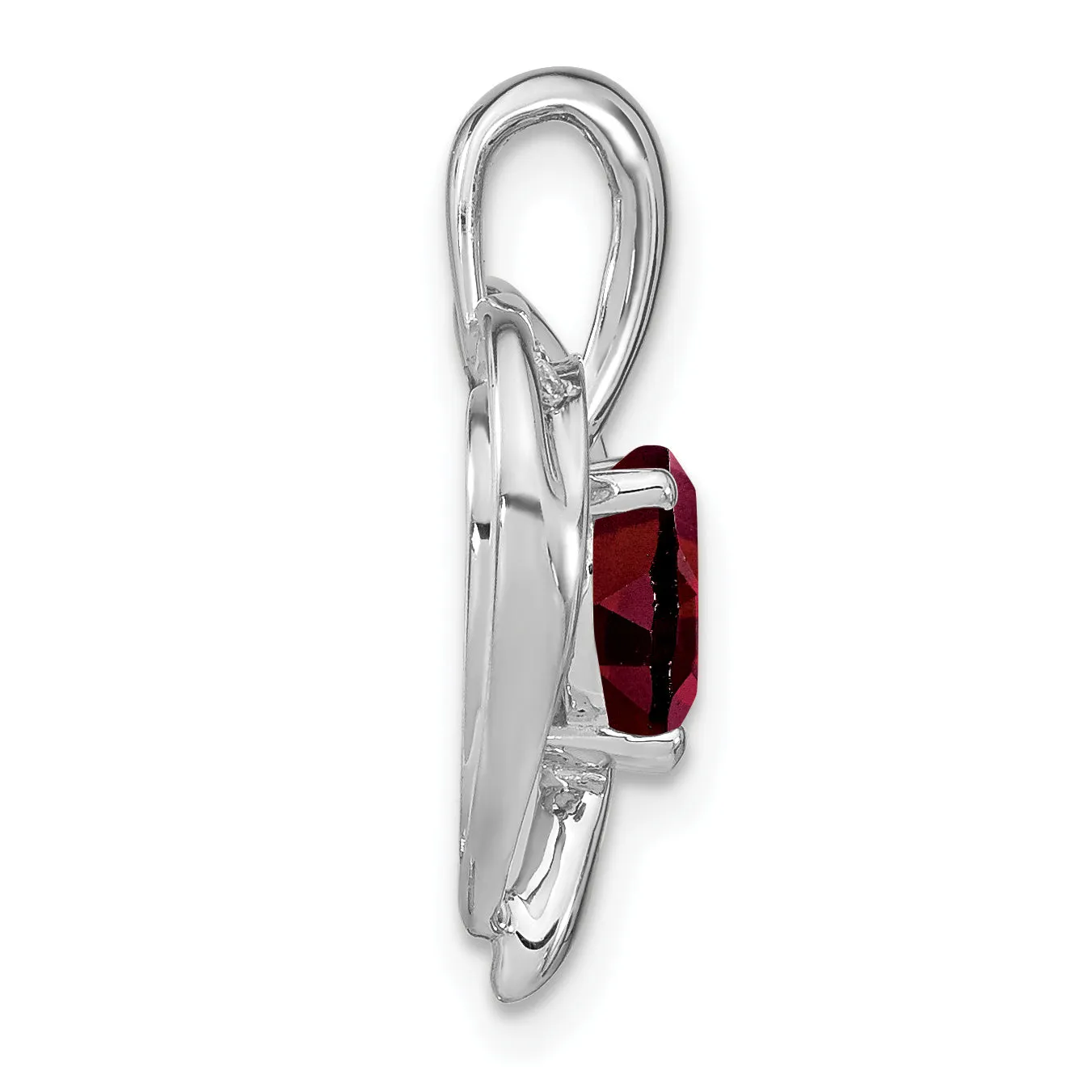 14k White Gold Garnet with Diamond Heart Pendant