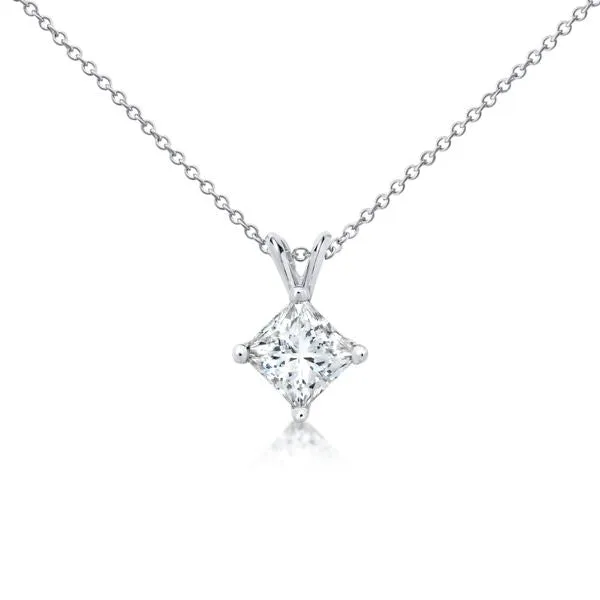 1.50 Carat Princess Cut White Gold Diamond Pendant