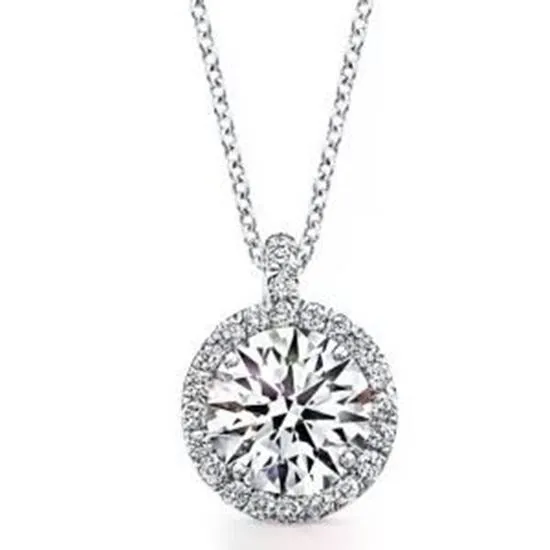 3.95 Carat Round Brilliant Cut White Gold Diamond Halo Pendant