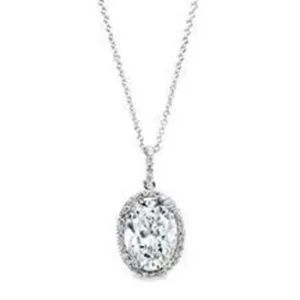 3.98 Carat Oval Brilliant Cut White Gold Diamond Halo Pendant