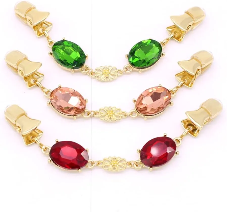 3PCS fashion crystal scarf clip sweater clip clothing buckle anti-glare brooch Change your waist to a small artifact