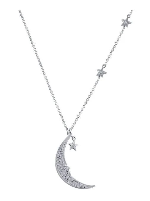 9N079CLP Star and Moon Necklace