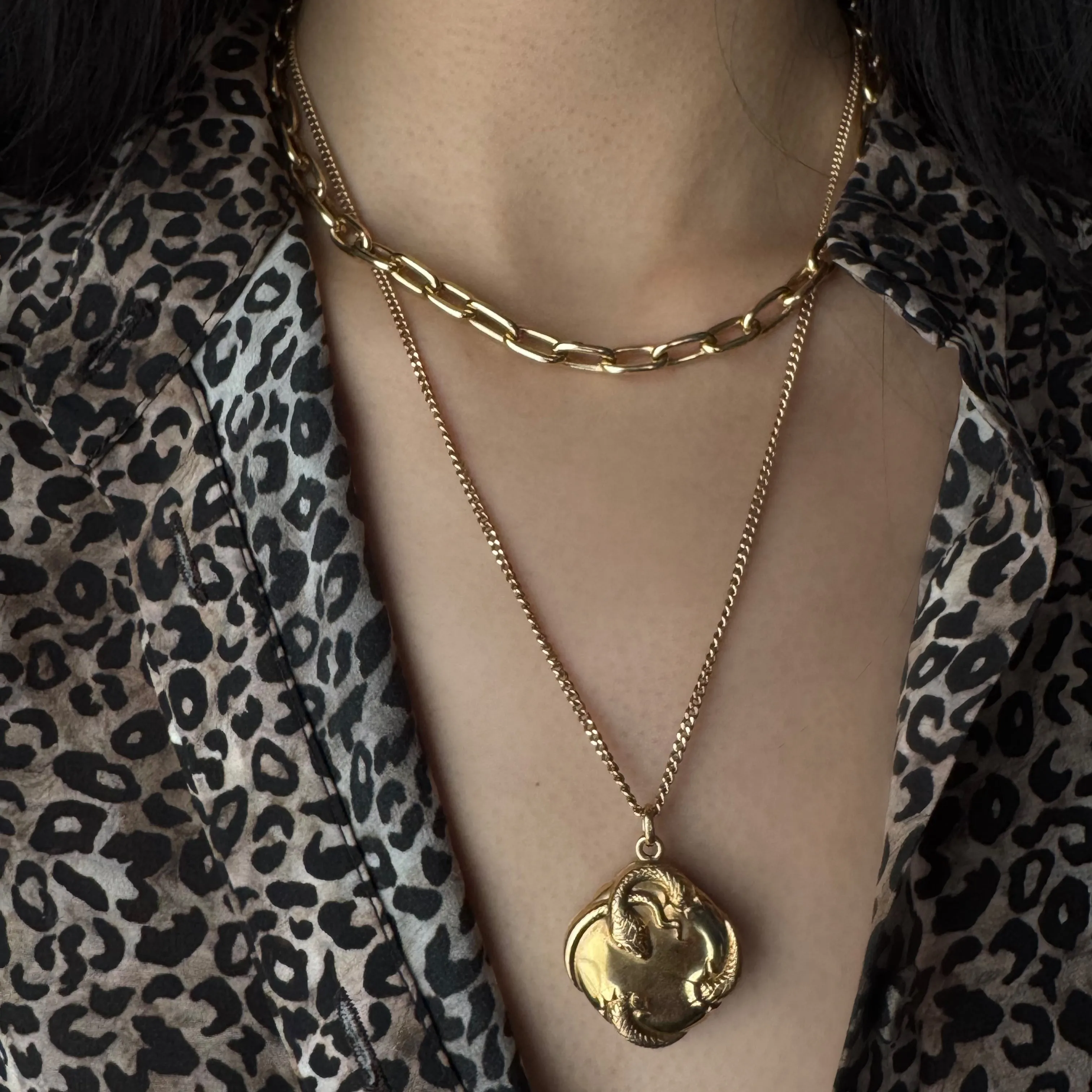 Antique Victorian 18k Repoussé Snake Locket Pendant
