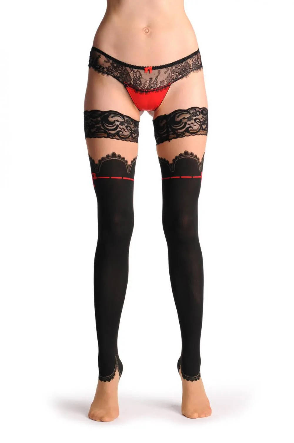 Baroness With Woven Red Bow & Nude Panels