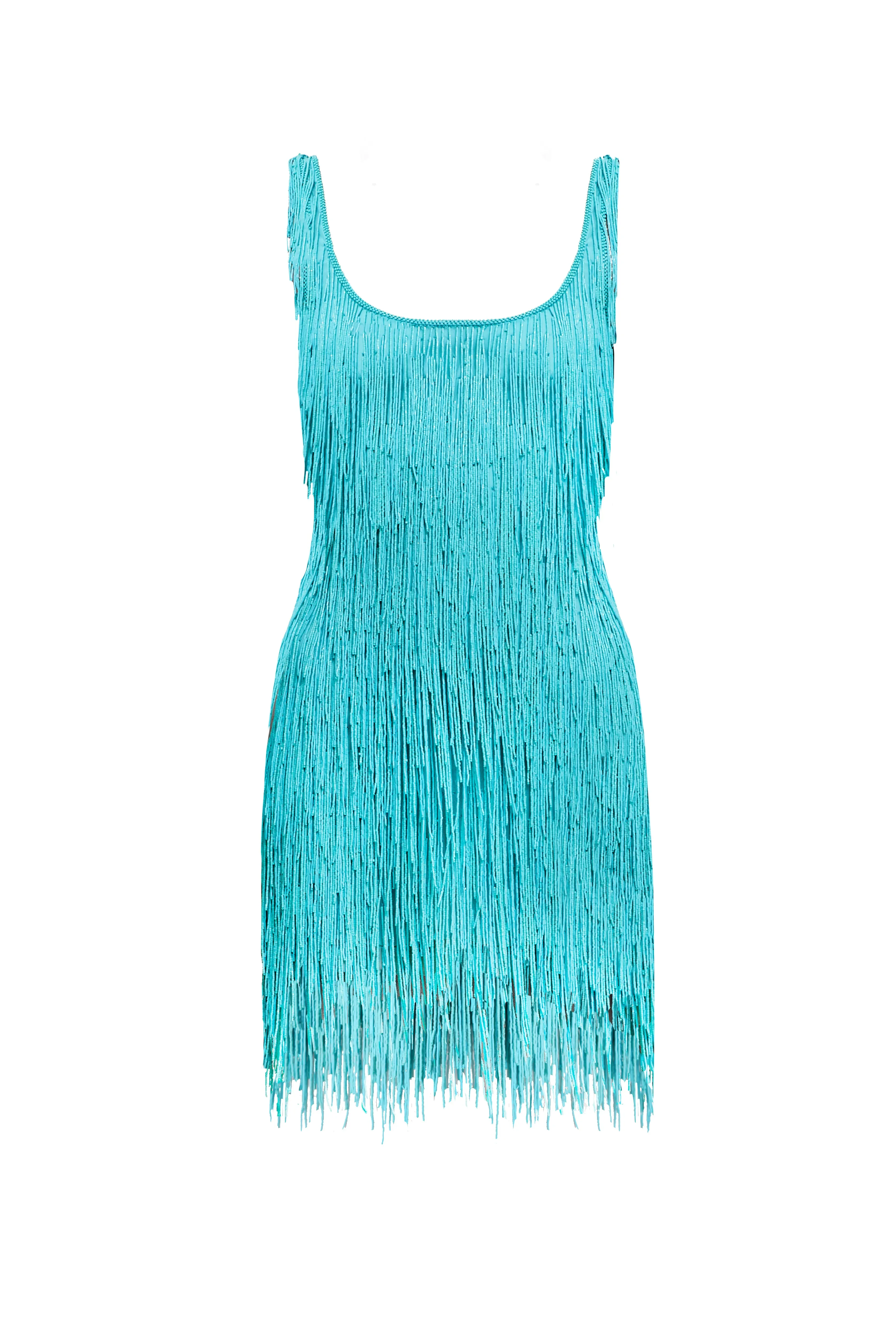 BEADED FRINGE TANK DRESS