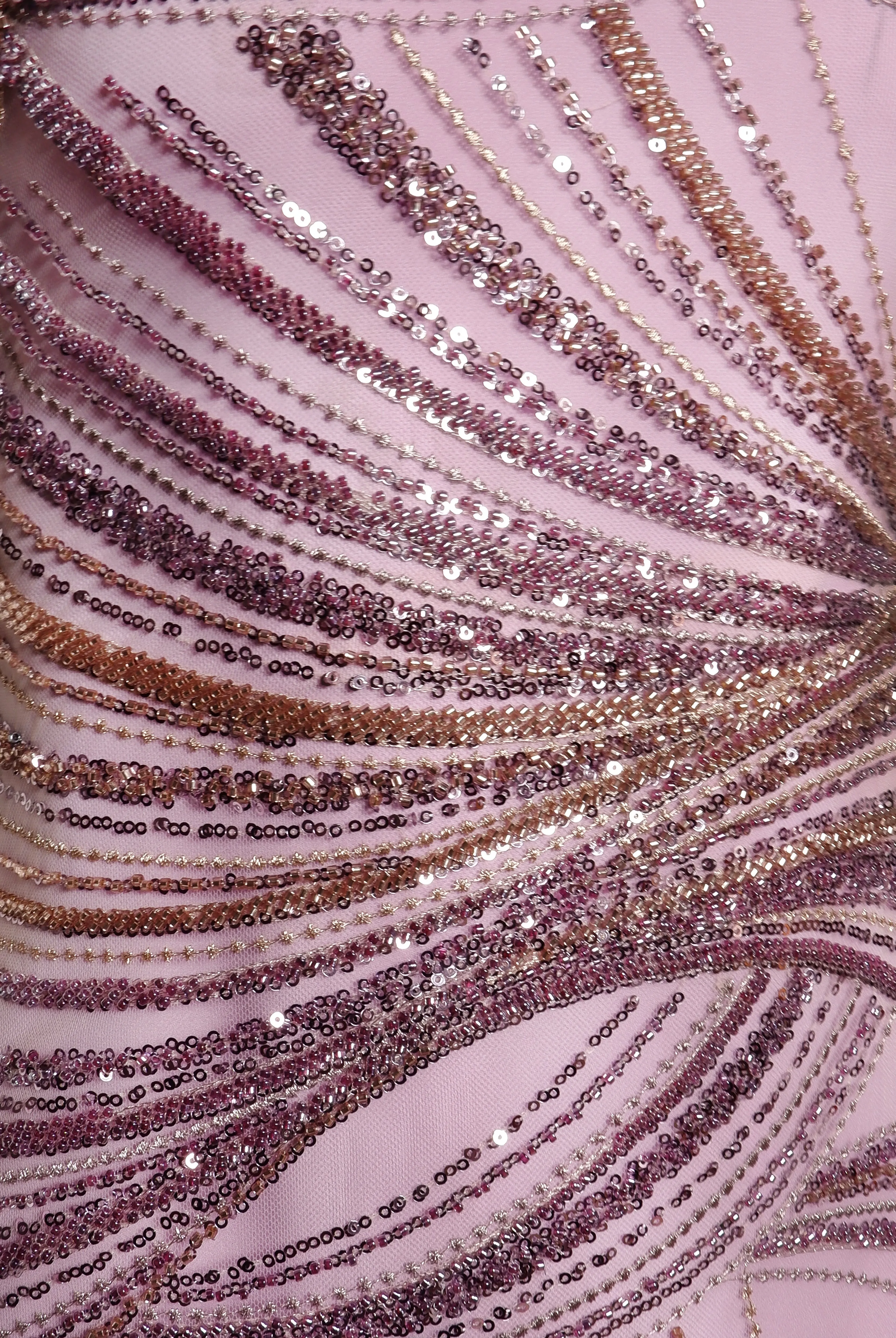 BEADED MOCK NECK CAP SLEEVE COLUMN GOWN