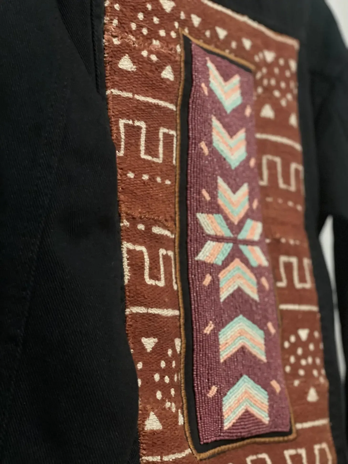 Black Southwest beaded Denim jacket (plum)