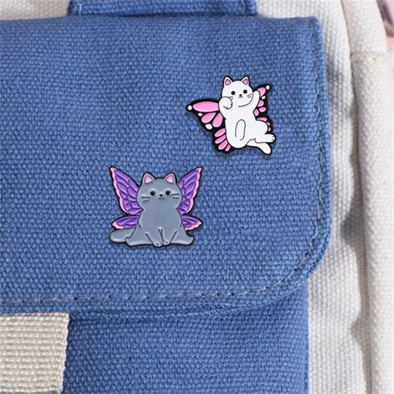 Cartoon Style Cute Cat Butterfly Alloy Stamping Stoving Varnish Plating Unisex Brooches