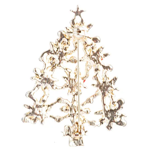 Christmas Jewelry Crystal Rhinestone Dazzle Sparkle Tree Charm Brooch Pin BH92