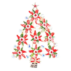 Christmas Jewelry Crystal Rhinestone Dazzle Sparkle Tree Charm Brooch Pin BH92