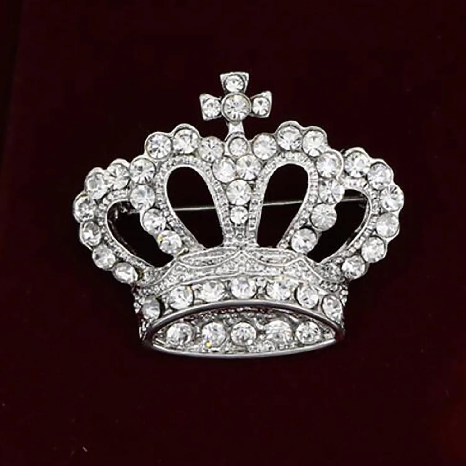 Crystal Rhinestone Princess Queen Brooch Pin Tiara Crown Brooches for Women Tiara for Wedding Party/Banquet/Birthday