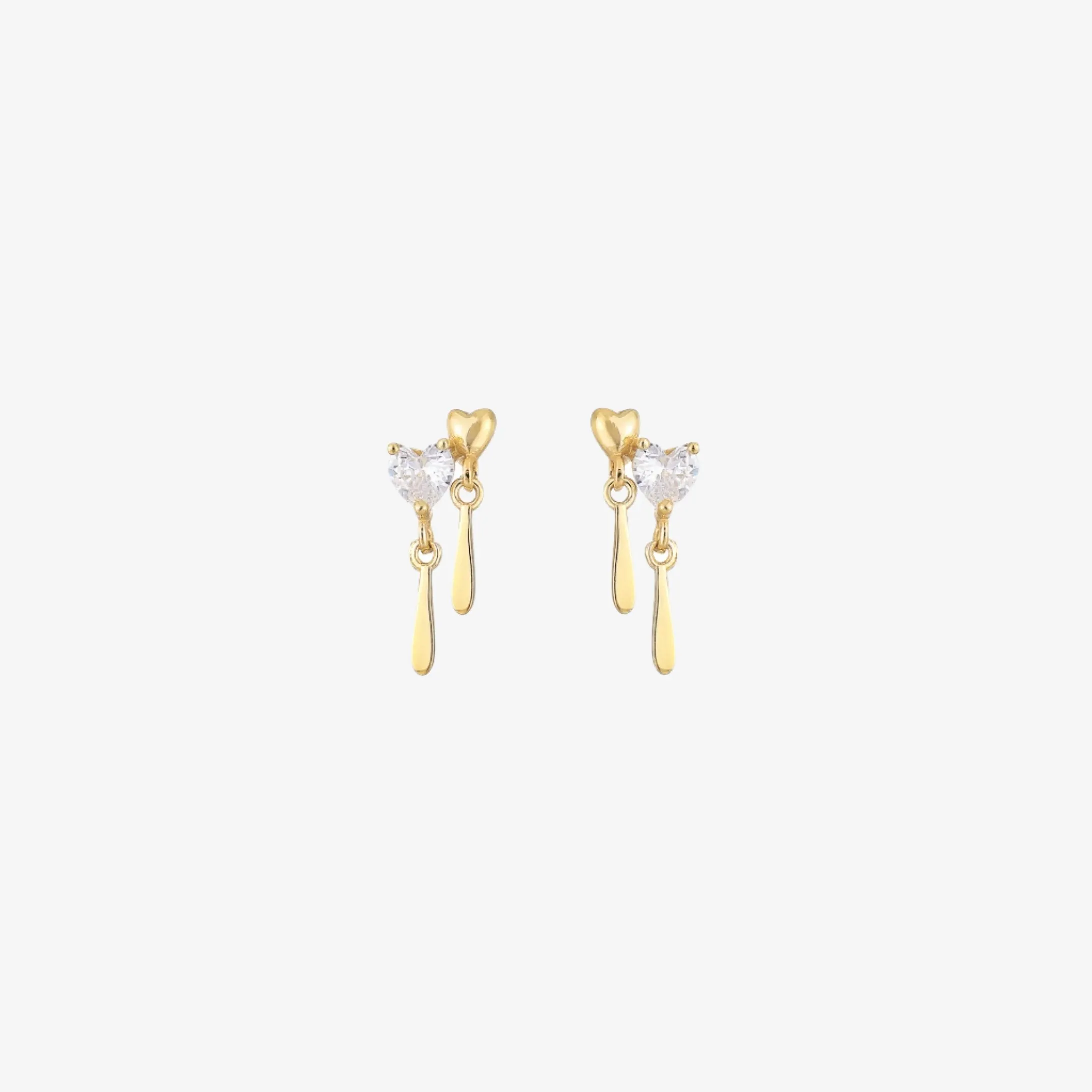 Double Heart Drop CZ Earrings