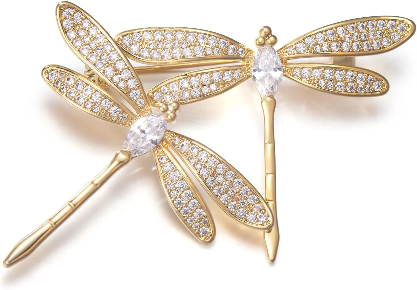 Dragonfly Booch Pin Crystal Rhinestone Dragonfly Brooches Fashion Animal Pin Dress Accessories Jewelry Gift for Women