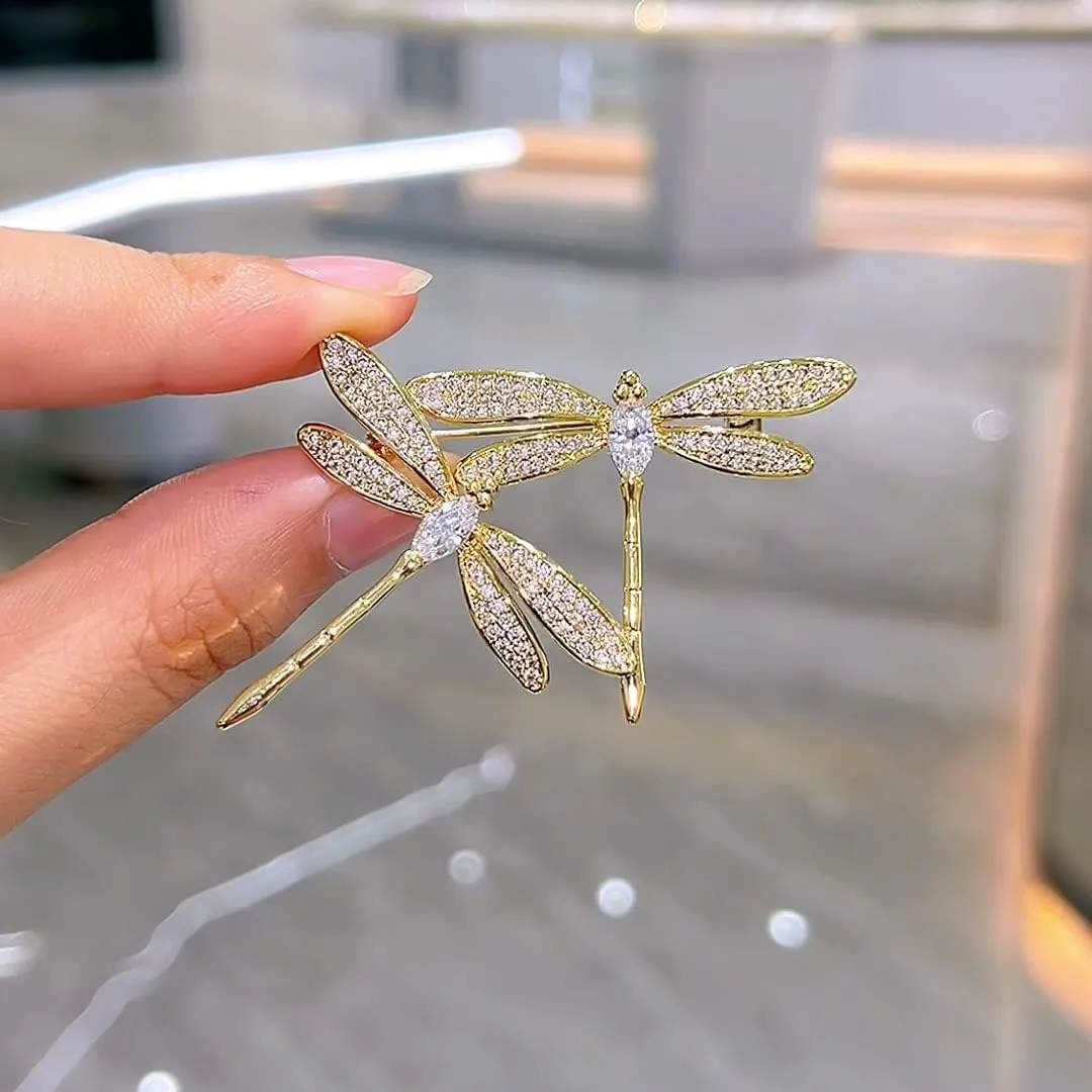 Dragonfly Booch Pin Crystal Rhinestone Dragonfly Brooches Fashion Animal Pin Dress Accessories Jewelry Gift for Women
