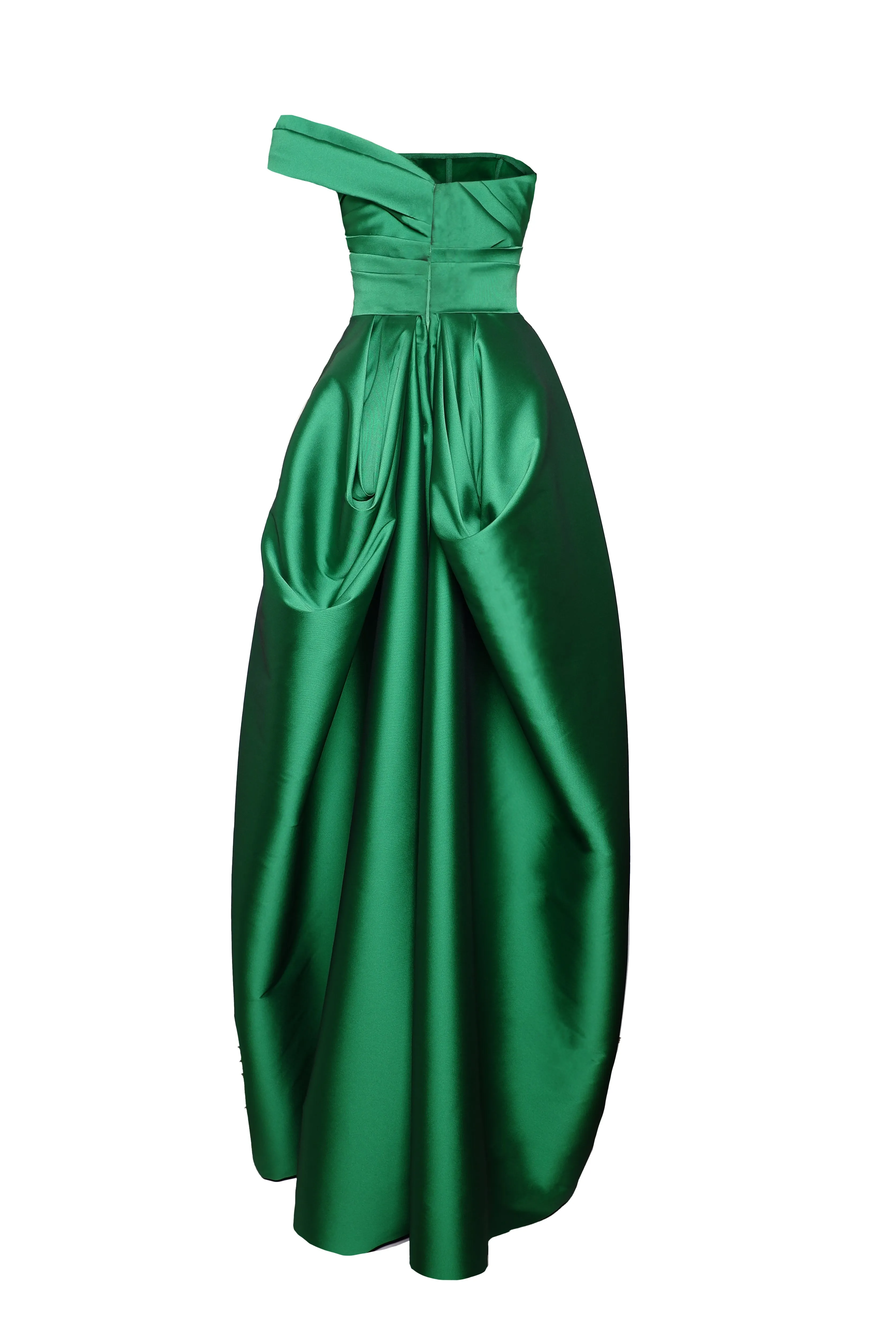 DRAPED ASSYMETRICAL NECKLINE BALLGOWN