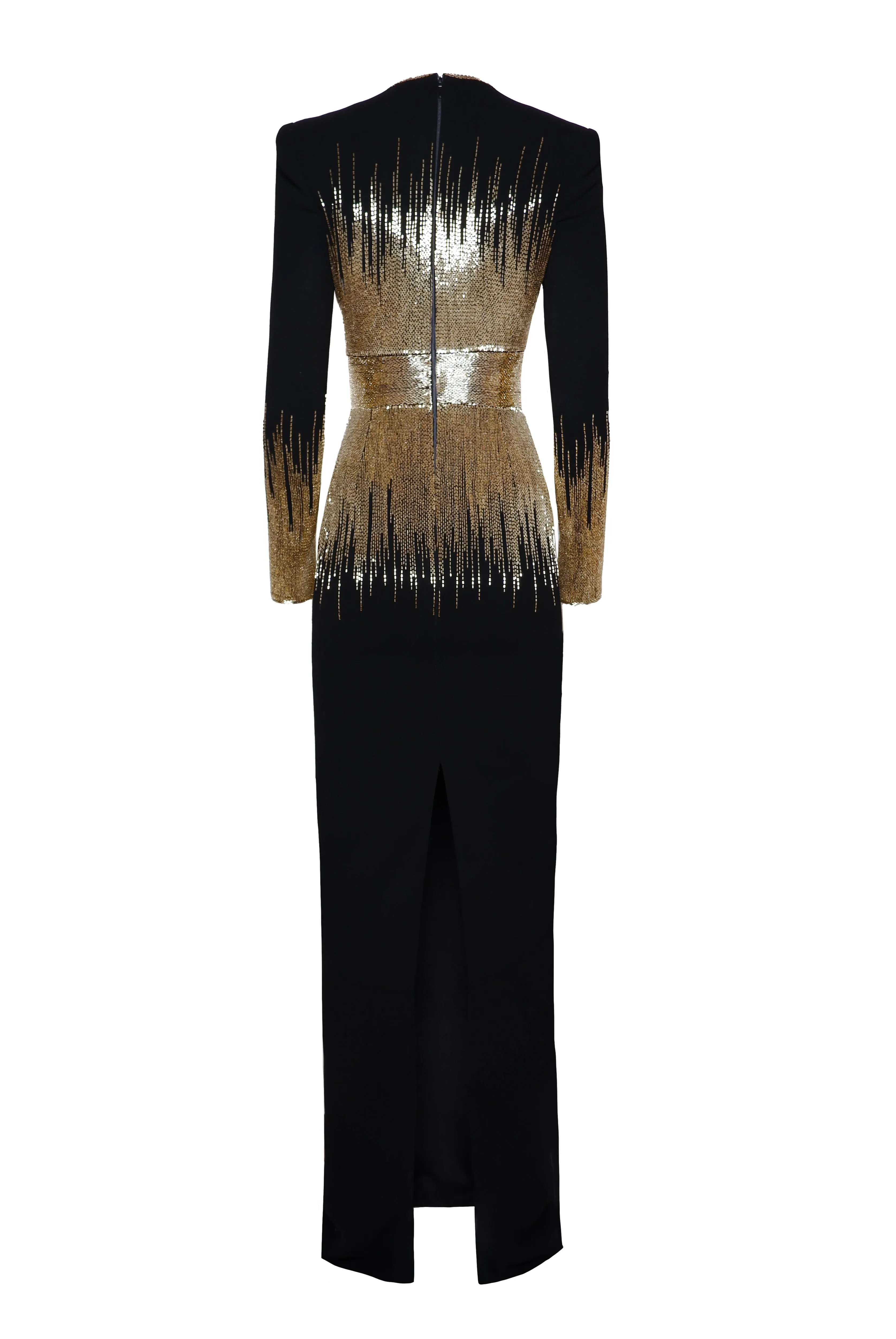 EMBELLISHED BODICE COLUMN GOWN