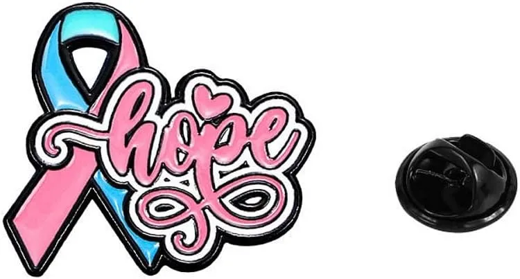 Fashion Awareness Ribbon Brooch Pin for Women Girls Pink Enamel Round Butterfly Flower Breast Cancer Awareness Brooches Lapel Pins Unique Dress Accessories Jewelry Souvenir (Hope)