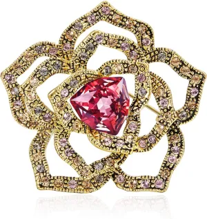 Flower brooch,Broches Jewelry with Austria Crystal Women's Brooches & Pins