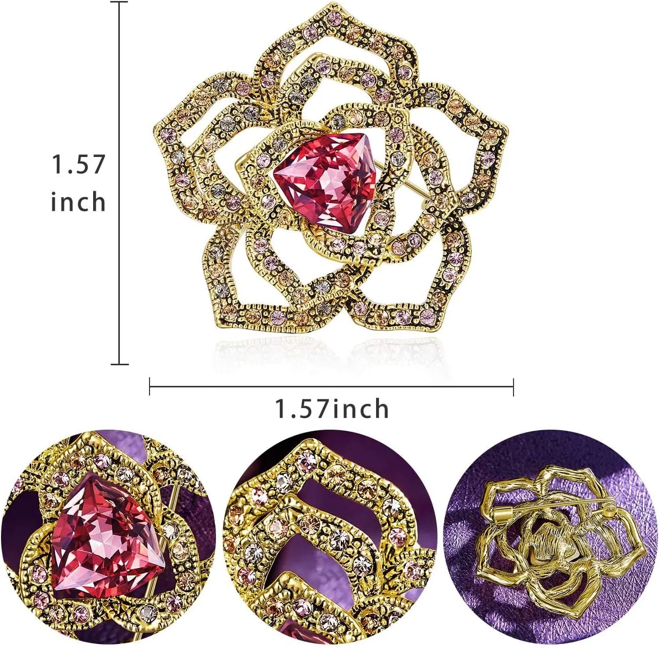 Flower brooch,Broches Jewelry with Austria Crystal Women's Brooches & Pins