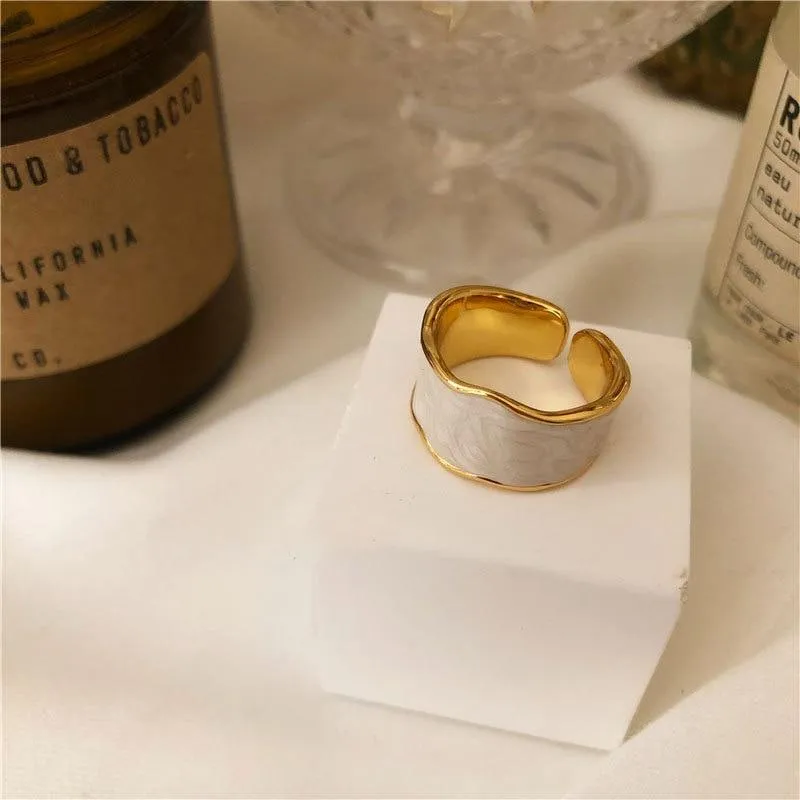French Vintage Inlaid Gold Rim Ring