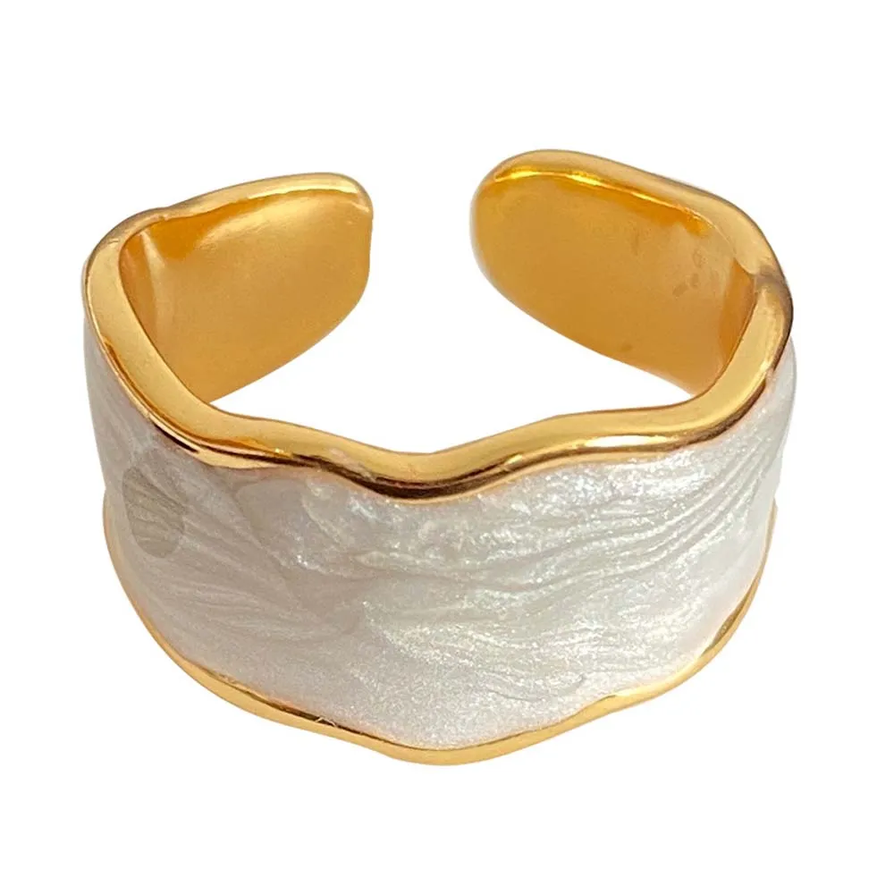 French Vintage Inlaid Gold Rim Ring