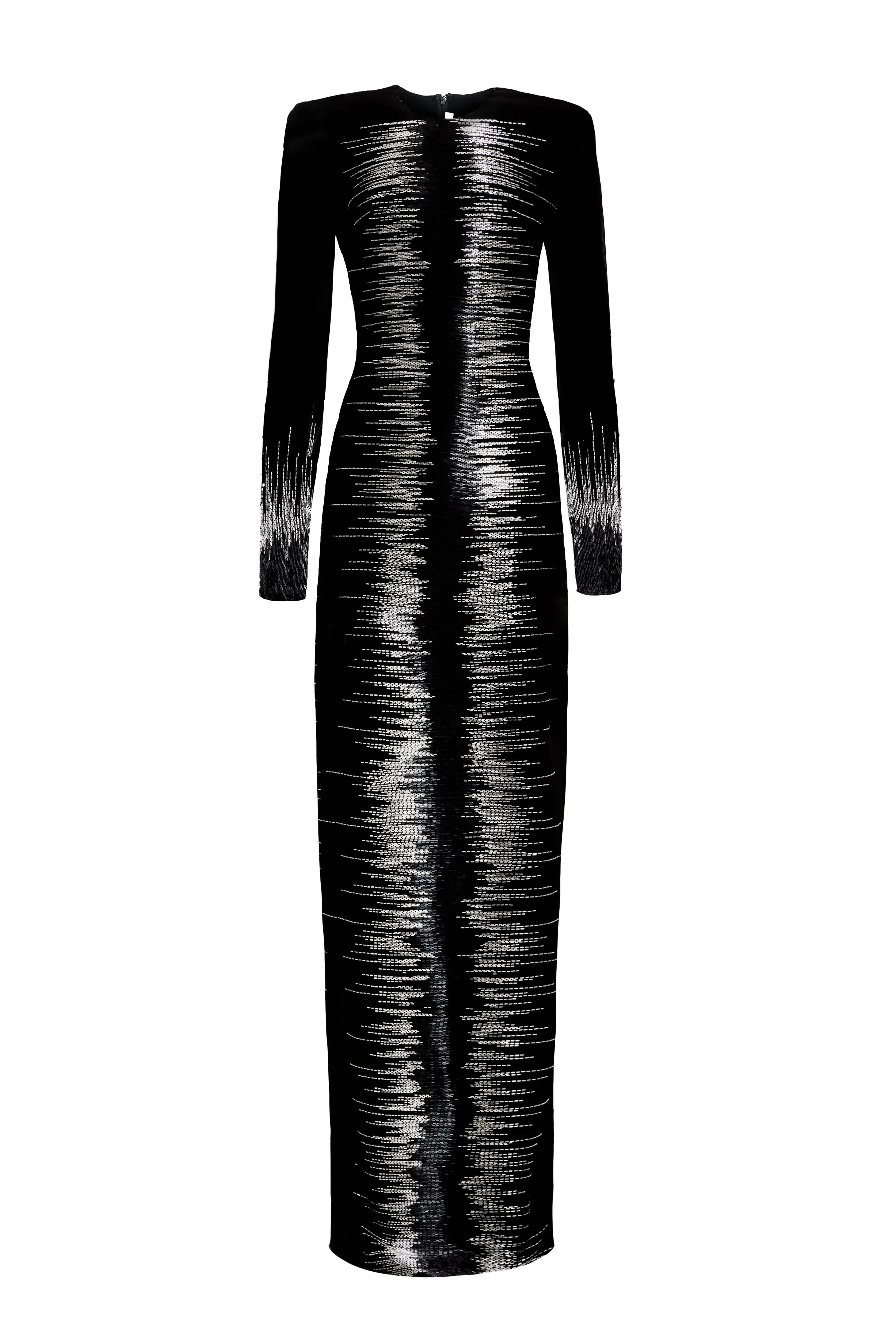 FRONT EMBELLISHED COLUMN GOWN