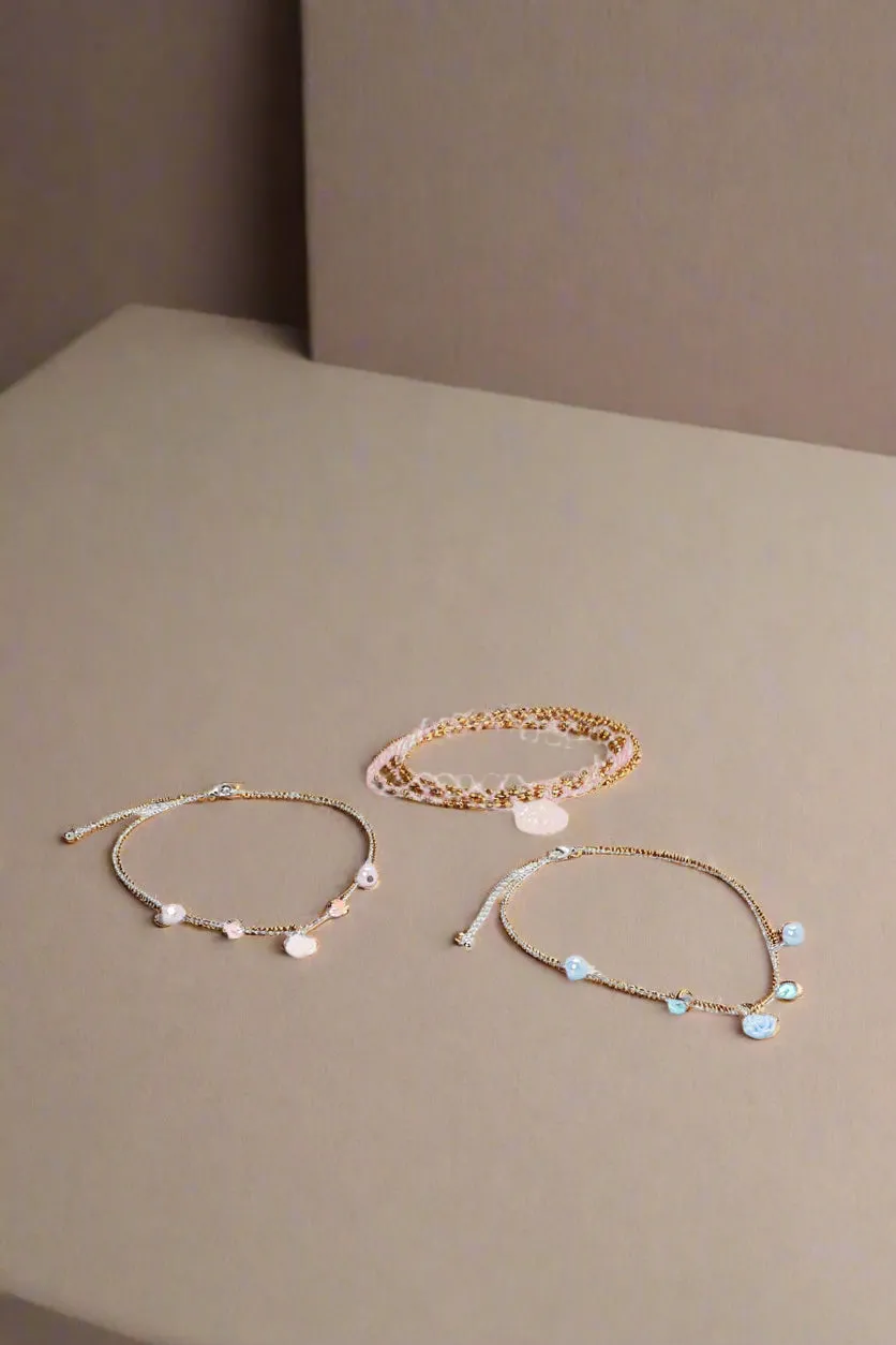 Girls Pink And Blue Necklace Set (Pack of 3)