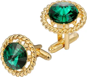 Gold Cuff Links Mens, TAIGRAMA Black Purple Green Red Crystal Cufflinks for Men as Business Wedding Birthday Gift for Groom Father Husband Boyfriend