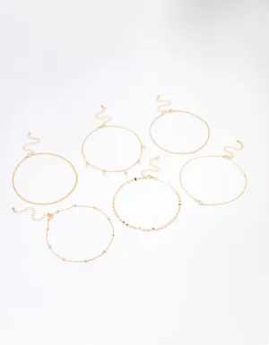 Gold Diamante Choker Necklace 6-Pack