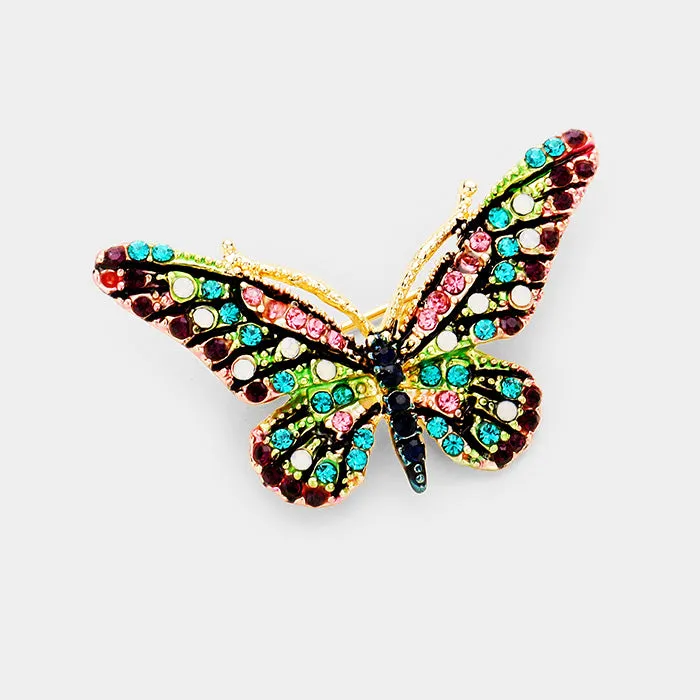 iLLASPARKZ Crystal Rhinestone Pave Butterfly Pin Brooch