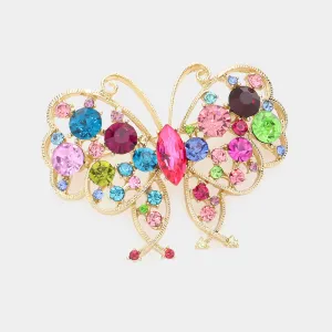 iLLASPARKZ Marquise Round Crystal Butterfly Pin Brooch