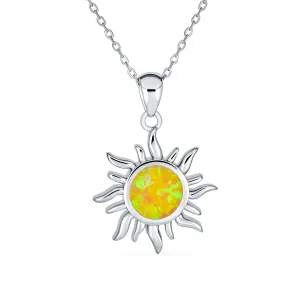 Irradiance Summer Beach Fire Opal Pendant Necklace Gold Plated Sterling Silver
