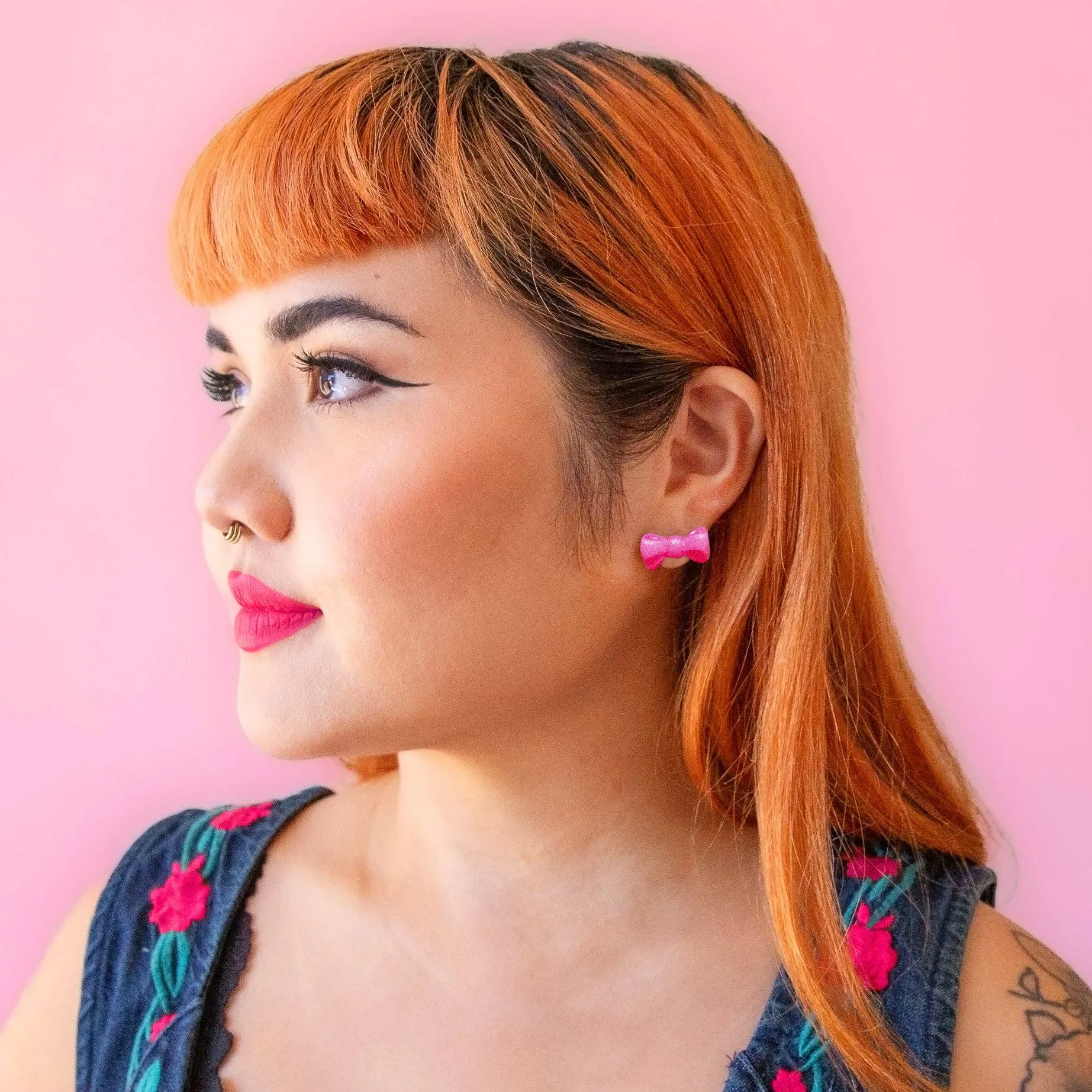Kitsch Bow Earrings - Pink