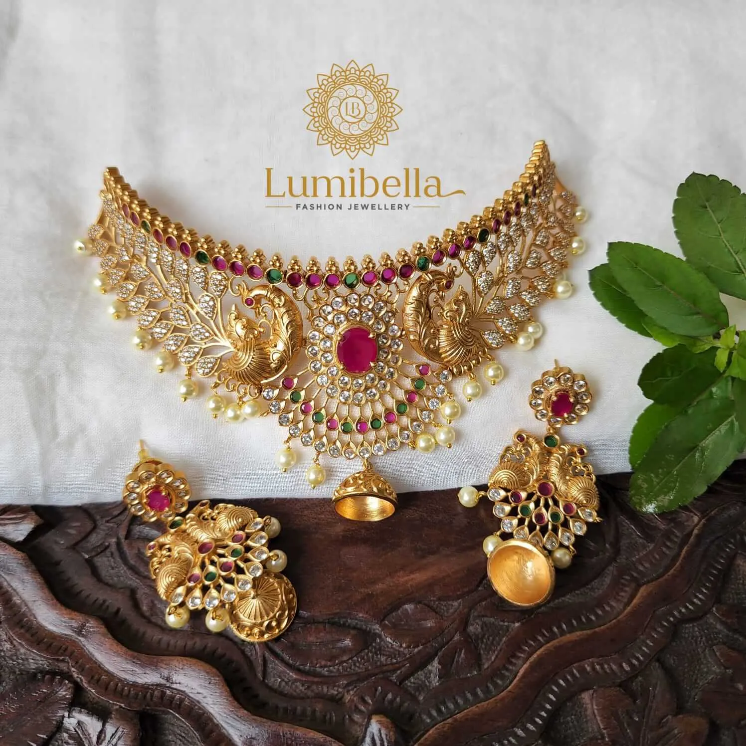 Multi Color Peacock Choker Necklace