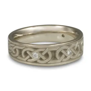 Narrow Love Knot With Diamonds Wedding Ring in 14K White Gold