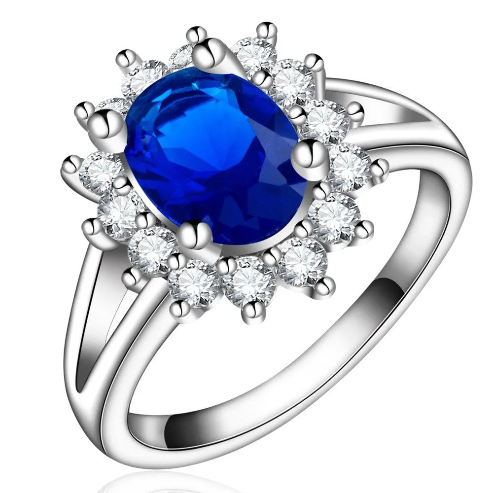 NEW Top Quality White Gold Plated Princess Ring AAA Cubic Zirconia Fashion Bride's Wedding Rings zircons jewelry