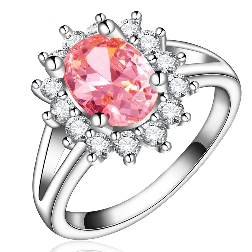 NEW Top Quality White Gold Plated Princess Ring AAA Cubic Zirconia Fashion Bride's Wedding Rings zircons jewelry