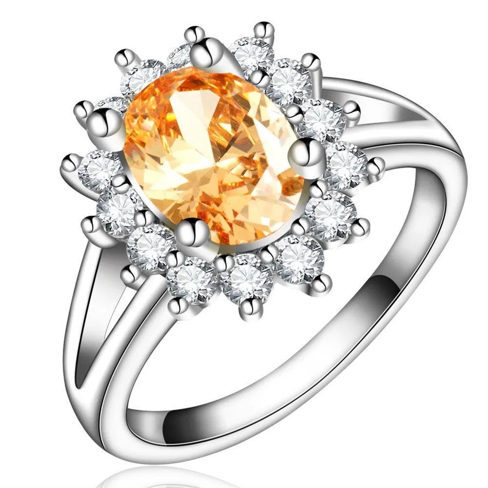 NEW Top Quality White Gold Plated Princess Ring AAA Cubic Zirconia Fashion Bride's Wedding Rings zircons jewelry
