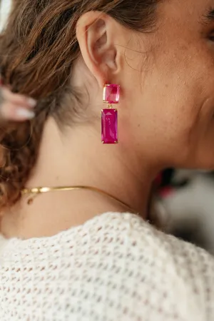 PF- Sparkly Spirit Rectangle Crystal Earrings in Pink (Re. $14)