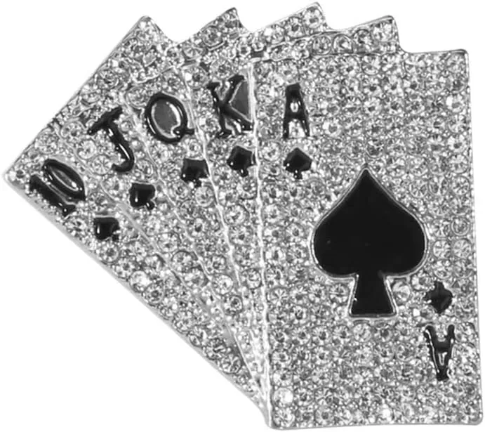 Punk Poker Rhinestones Brooches Pins Personalized Hip Hop Crystal Brooch for Party Dance Banquet for Women Men Fashion Dainty Lapel Pins Suit Shirt Dress Ceremony Clothes Accessories