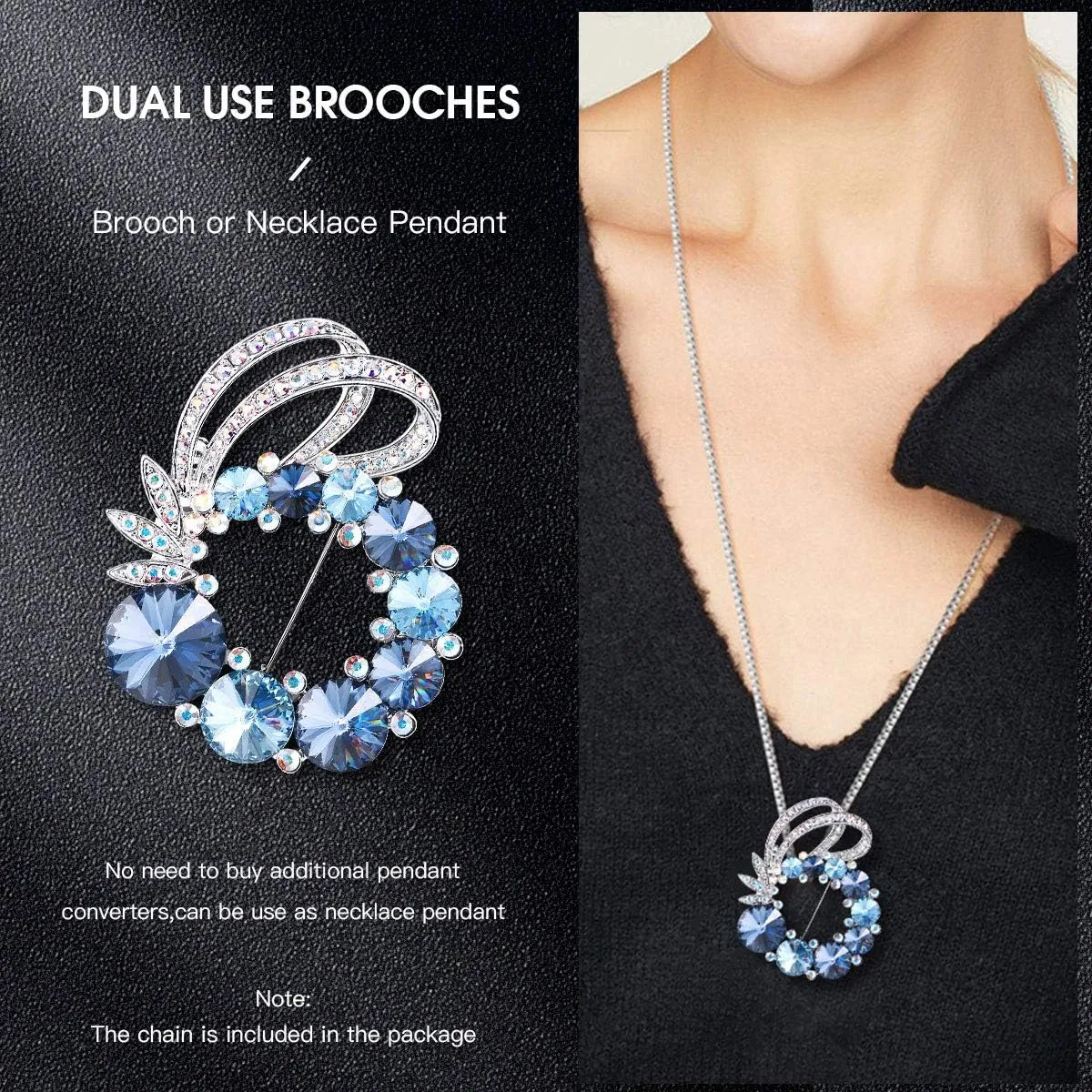 RAINBOW BOX Brooches for Women Fashion,Rhinestone Brooch from Crystal Jewelry Women's Brooches & Pins