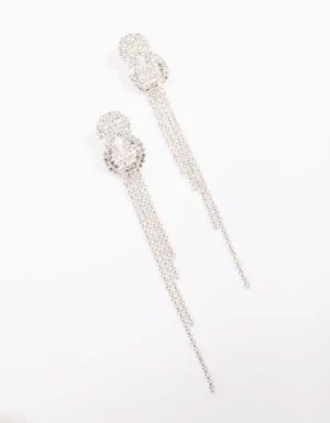 Silver Twisted Cup Chain Drop Earrings