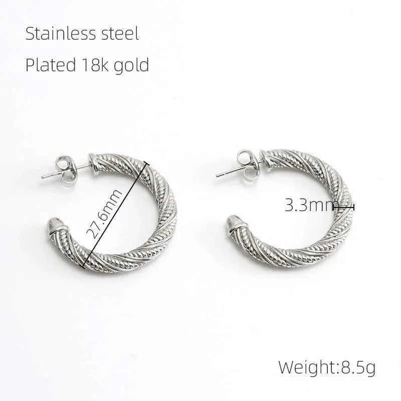 Silver Twisted Rope Hoop Earrings