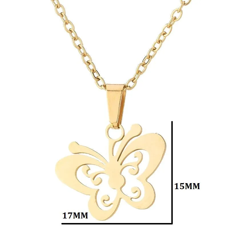 SISSLIA Fashion Wholesale Stainless Steel Non Tarnish Silver 18k Gold Plated Women Butterfly Pendant Necklace For Women