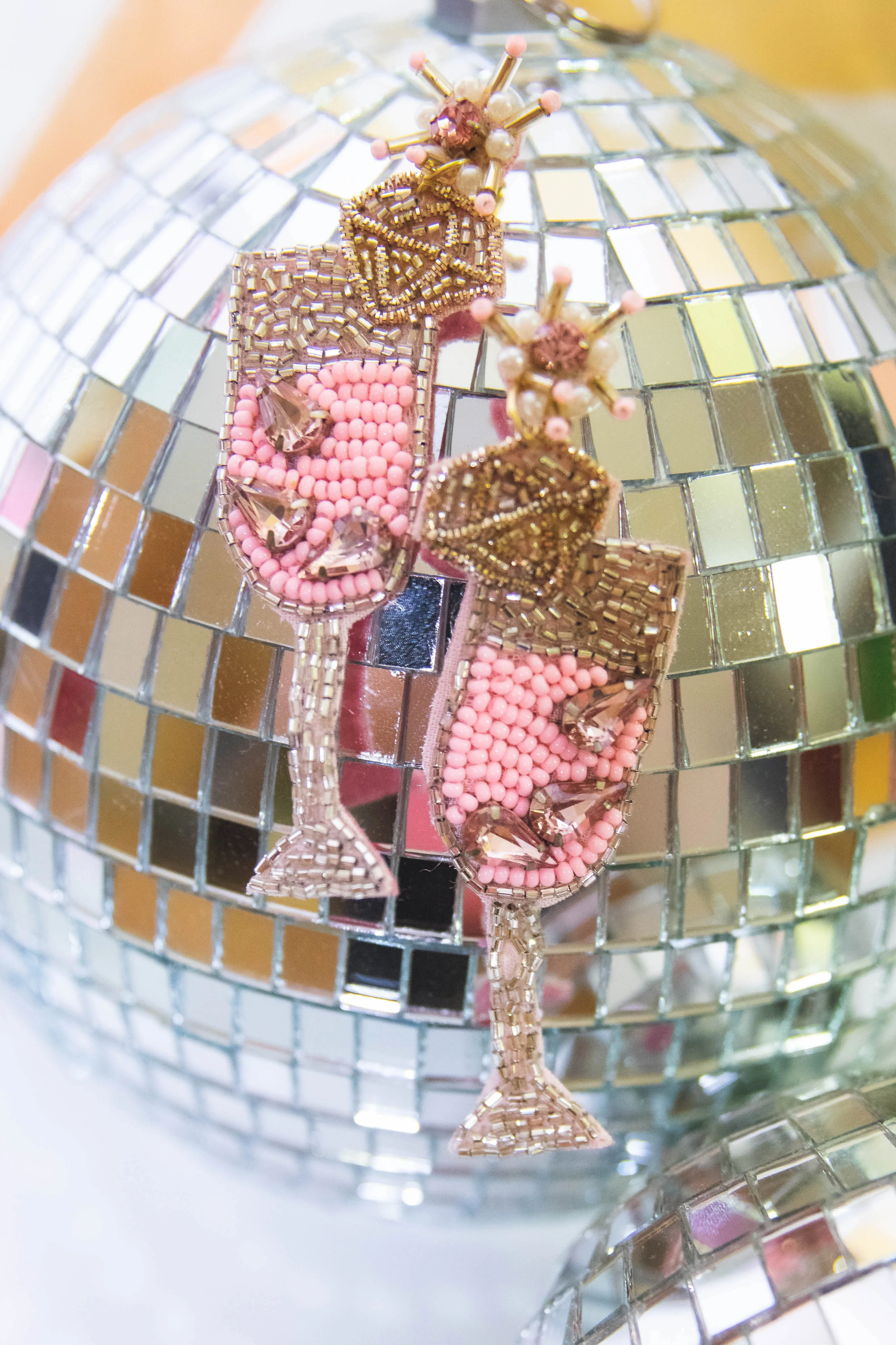 Sparkling Rose Beaded Earrings