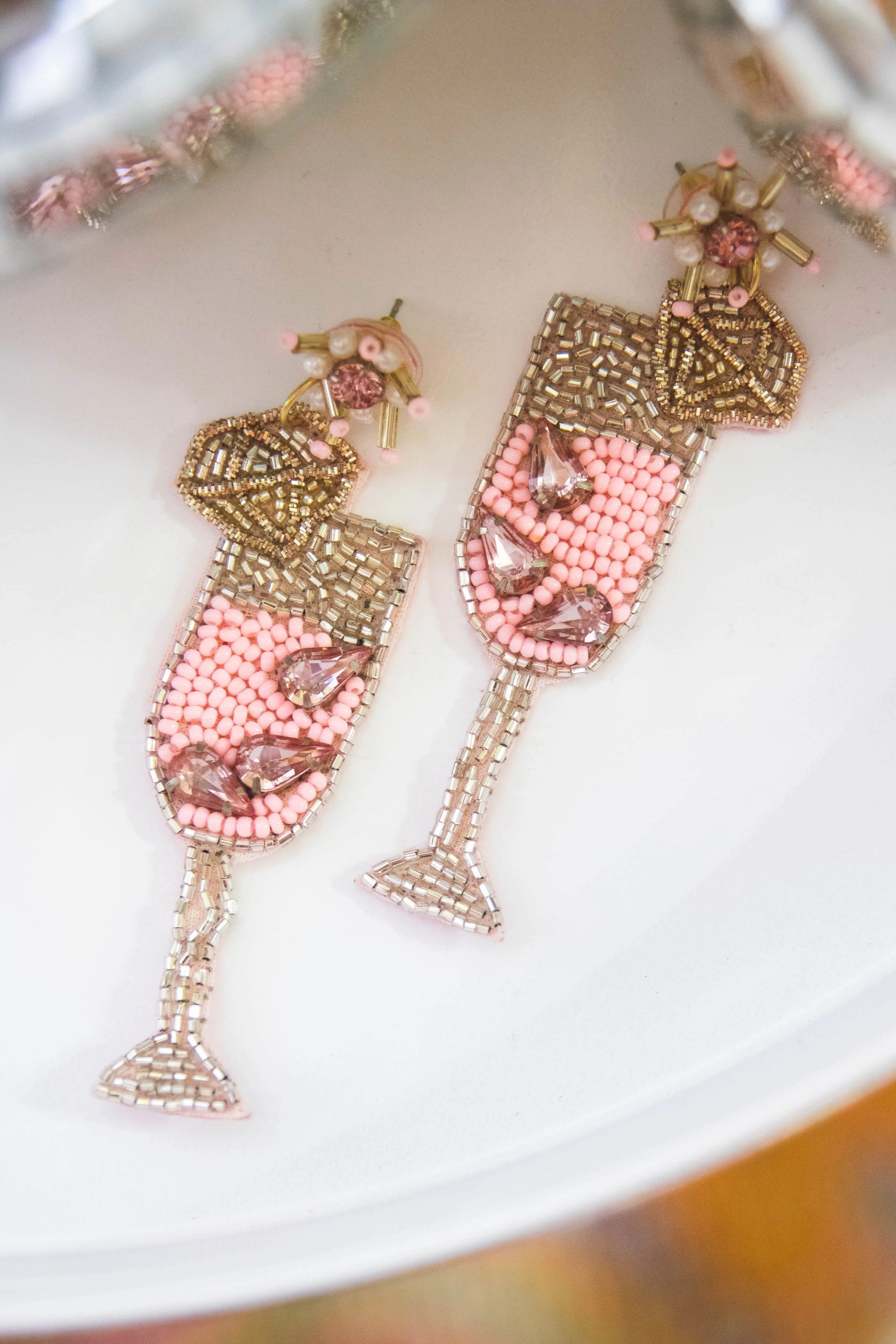 Sparkling Rose Beaded Earrings
