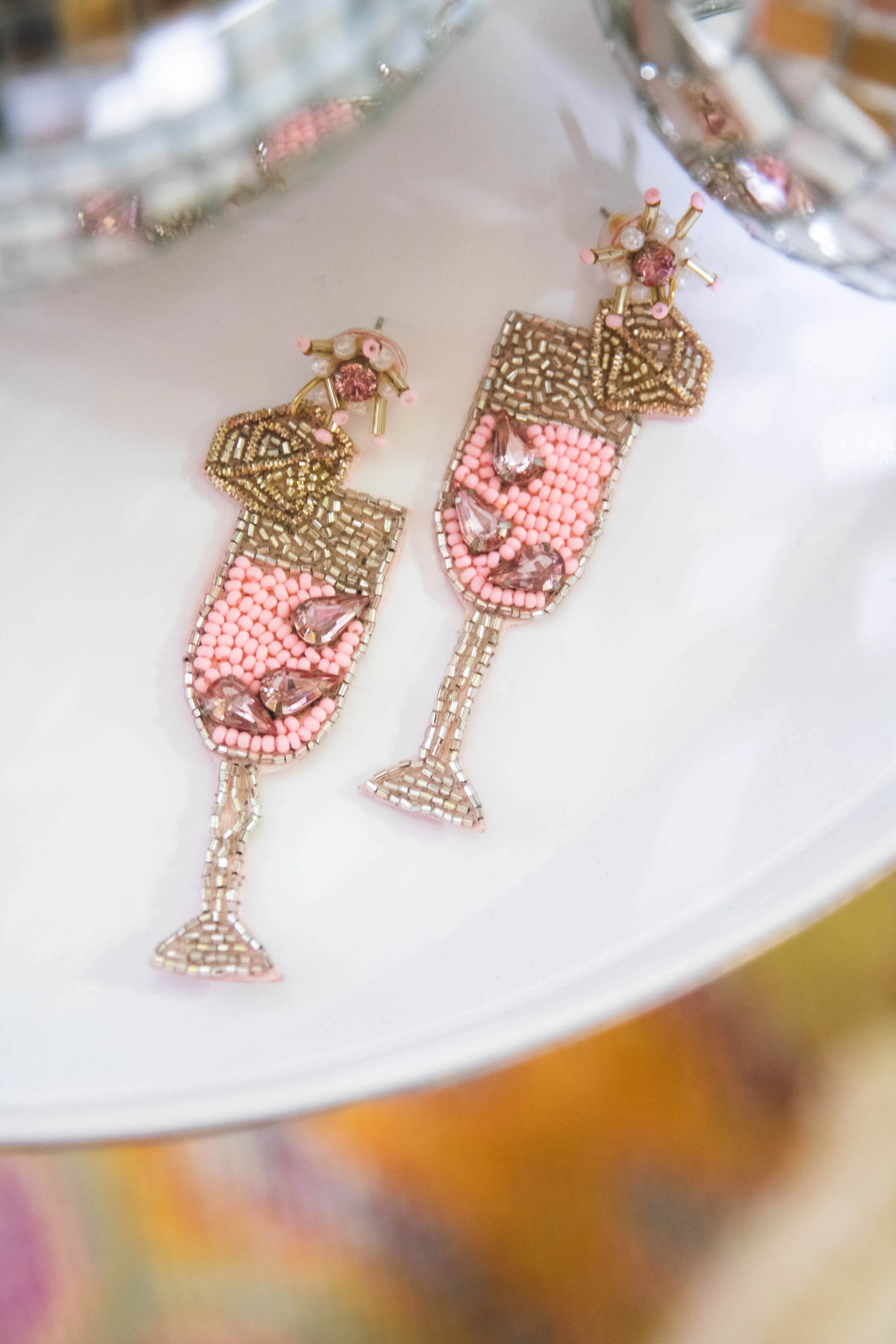 Sparkling Rose Beaded Earrings