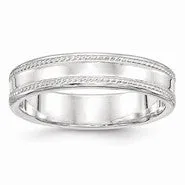 Sterling Silver 5mm Design Edge Wedding Band Ring