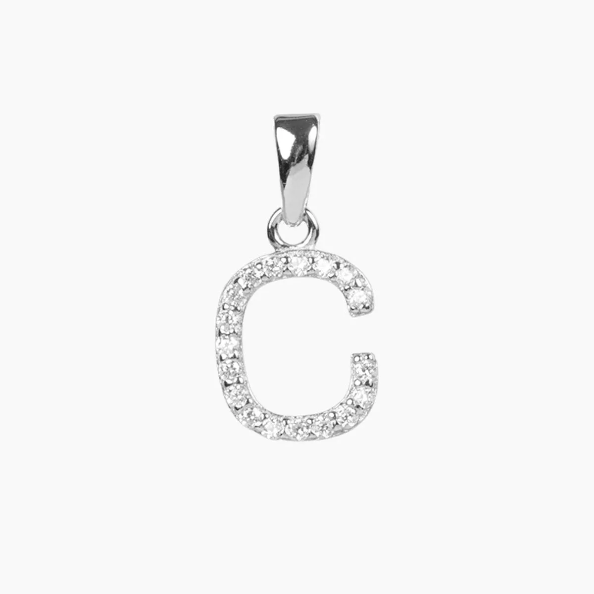 Sterling Silver CZ Small Initial Pendant